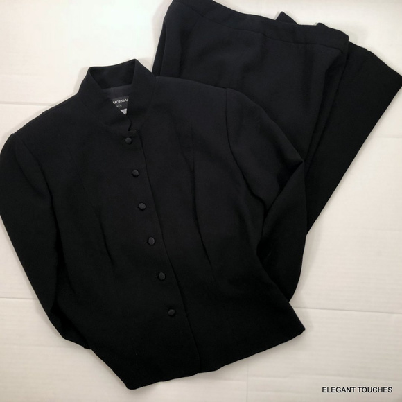 DONNA MORGAN Petites Jet BLACK Jacket Pant Set 4P - Picture 2 of 8